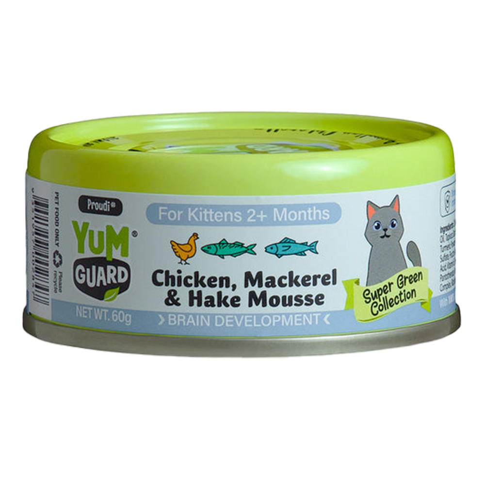 Yumguard Brain Development Chicken, Mackerel & Hake Mousse for Kittens 2+ Months Wet Canned Cat Food for Food Supplies